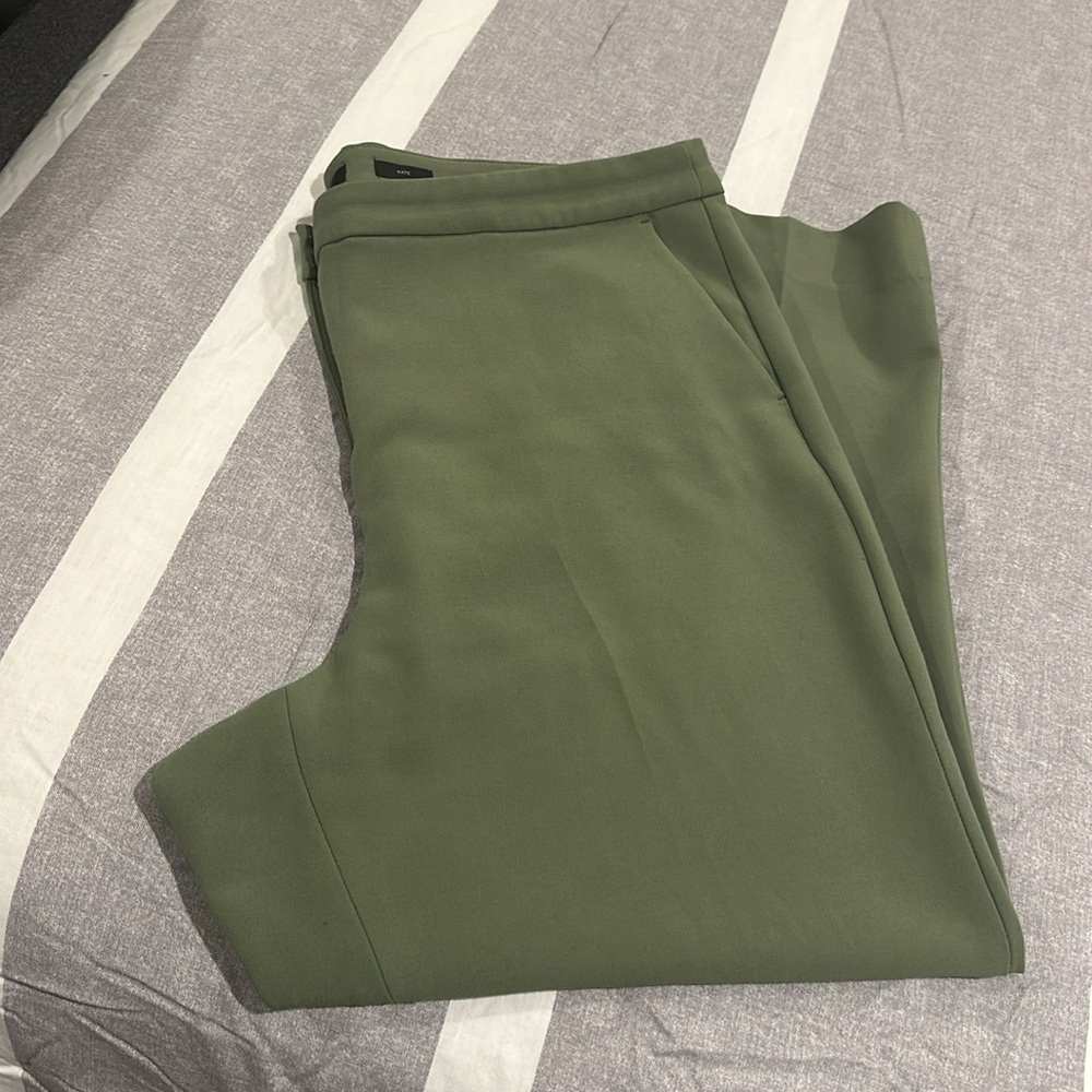J. Crew Kate Straight Leg Pant Women's Size 18 Green Stretch Ponte Knit